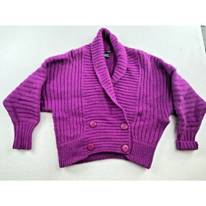 Vintage IB Diffusion Sweater Womens S Purple Wool Mohair Cardigan Shawl 4 button